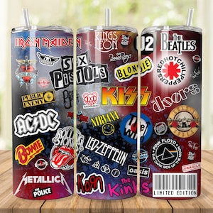 Heavy metal music 20 oz tumbler wrap, rock music band tumbler wrap PNG, 20 oz skinny tumbler wrap, sublimation design, digital download PNG