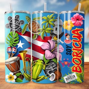 Puerto Rico Tumbler Wrap PNG, Puerto Rico Flag Tumbler Wrap, Descarga Digital, Diseño Soy Boricua, Puerto Rico Boricua Digital png Diseño