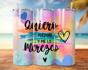 Sublimation Tumbler Wrap, Motivational Phrase Spanish Positive Affirmations, Sublimation Designs Skinny Tumbler 20 oz. DIGITAL DOWNLOAD Png