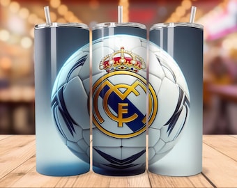 Real Madrid-inspired sublimation design, 20 oz tumbler, straight, soccer, tumbler designs, PNG digital file