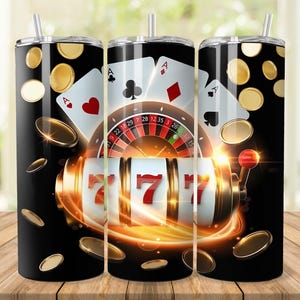 Casino Gambling Sublimation Tumbler 20oz, Skinny Tumbler, Png, Casino Night, Casinos, Straight Tumbler Wrap, Instant Download