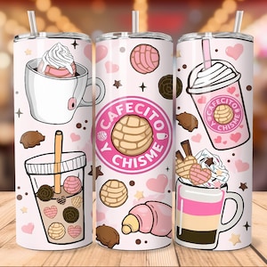 Cafecito Y Chisme Tumbler Wrap: 20 oz Skinny Design (Digital Download)