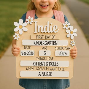 Custom First Day School Sign, Back to School Sign, Kindergarten 1st Day of School Sign, First Day Wooden School Board, School Photo Prop
