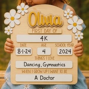 Custom First Day School Sign, Back to School Sign, Kindergarten 1st Day of School Sign, First Day Wooden School Board, School Photo Prop