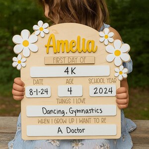 Custom First Day School Sign, Back to School Sign, Kindergarten 1st Day of School Sign, First Day Wooden School Board, School Photo Prop