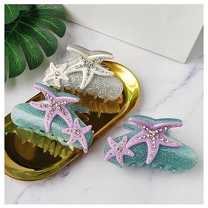 Mermaid Starfish Glitter Hair Claw Clip / Creative Women Summer Hair Accessory / Ponytail Clamps / Gift for Her / Beach Vibe