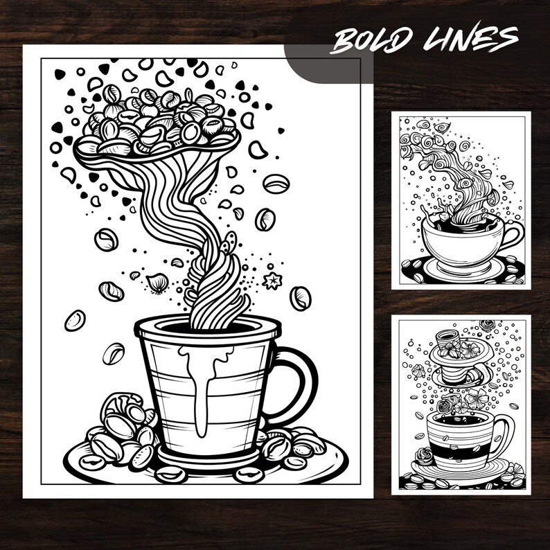 Coffee Break Coloring Book: 50 Coffee Coloring Pages as Printable PDF ...