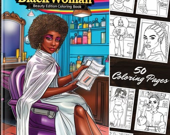 Black Beauty Coloring Pages: 50 Afro American Beauty Illustrations at the Hair Salon Coloring Book for Adults and Kids Coloring PDF File