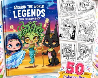 Around the World Legends Chibi Coloring Book: 50 Fantasy Coloring Pages of Mythical Creatures, Supernatural Books Art Supplies Line Art PDF