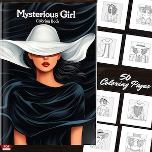 Mysterious Girl Coloring Book: 50 Pages of Line Art Elegance - Minimalist Women Portrait Collection for Stress Relief & Fashion Coloring Fun