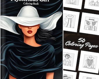 Libro para colorear de niña misteriosa: 50 páginas de elegancia artística lineal - Colección minimalista de retratos de mujeres para aliviar el estrés y divertirse coloreando la moda