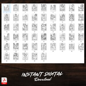 Overview of all 50 coloring pages included in the Spa Day Girls Coloring Book. Available as an instant digital download PDF file, perfect for girls' spa party activities and stress relief.