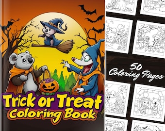 Trick or Treat Coloring Book: 50 Kawaii Coloring Book Pages with a Spooky Twist! Featuring Adorable Animals, Haunted House Scenes PDF