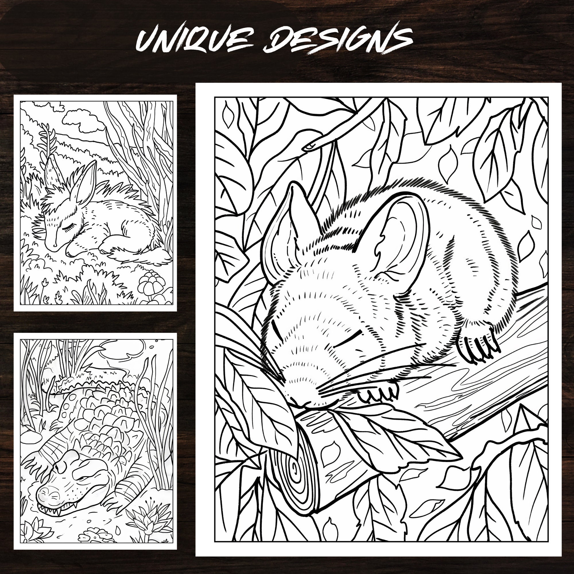 Sleeping Animals Coloring Book: 50 Cute Wildlife Coloring Pages ...