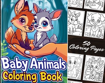 Lindos animales en las manos: 50 divertidas páginas para colorear, adorables animales bebés, relajación en el reino animal con animales de la selva, archivos PDF