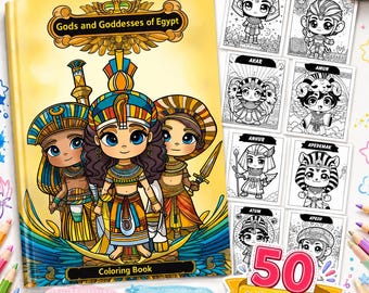 Egyptian Gods and Goddesses Chibi Characters Coloring Pages: 50 Coloring Sheets Egypt Mythology Cute Coloring Books Coloring Supplies