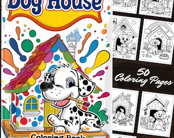 Libro para colorear de una linda casa de perro / Dibujos para colorear para niños / Descarga instantánea en PDF / Líneas nítidas y páginas fáciles / Arte para aliviar el estrés para niños y adultos