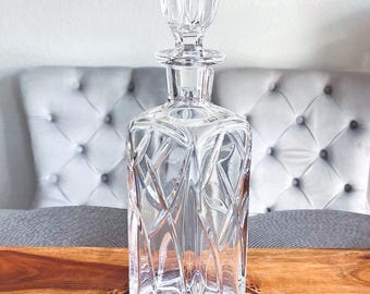 Vintage Webb England Crystal Decanter: Heavy Square Whiskey Bourbon Decanter