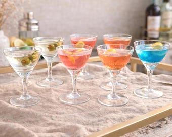 Vintage Crystal Cordial Glasses Set of 8 Small Stemware Shot Aperitif Glasses