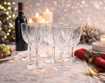 Set of 12 Cristal D’Arques Diamant Water Goblets 9 oz Crystal Glasses France