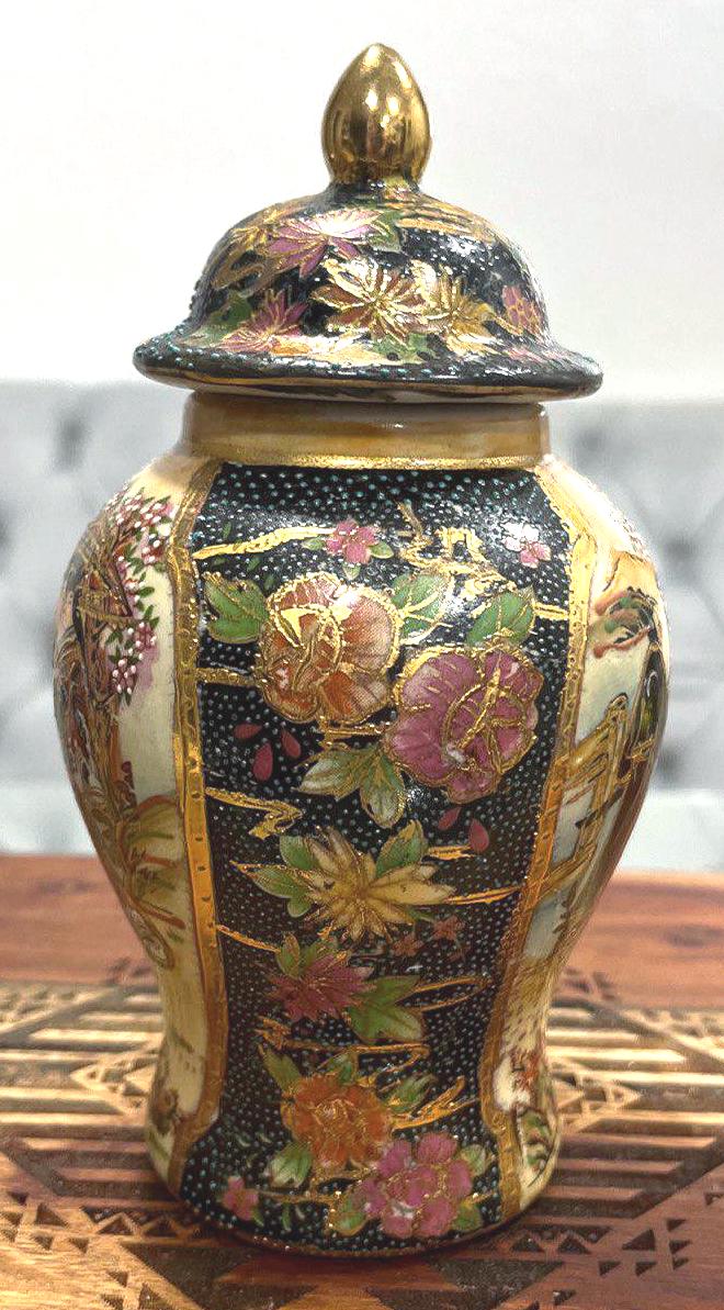 キリン　業務用　温蔵庫　SANYO　アンティーク Vintage Royal Satsuma Hand Painted Vase With Lid Ginger Jar 7