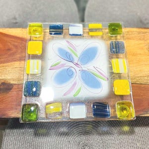 Atelier de Verre Fused Art Glass Trivet Canada 9x9"
