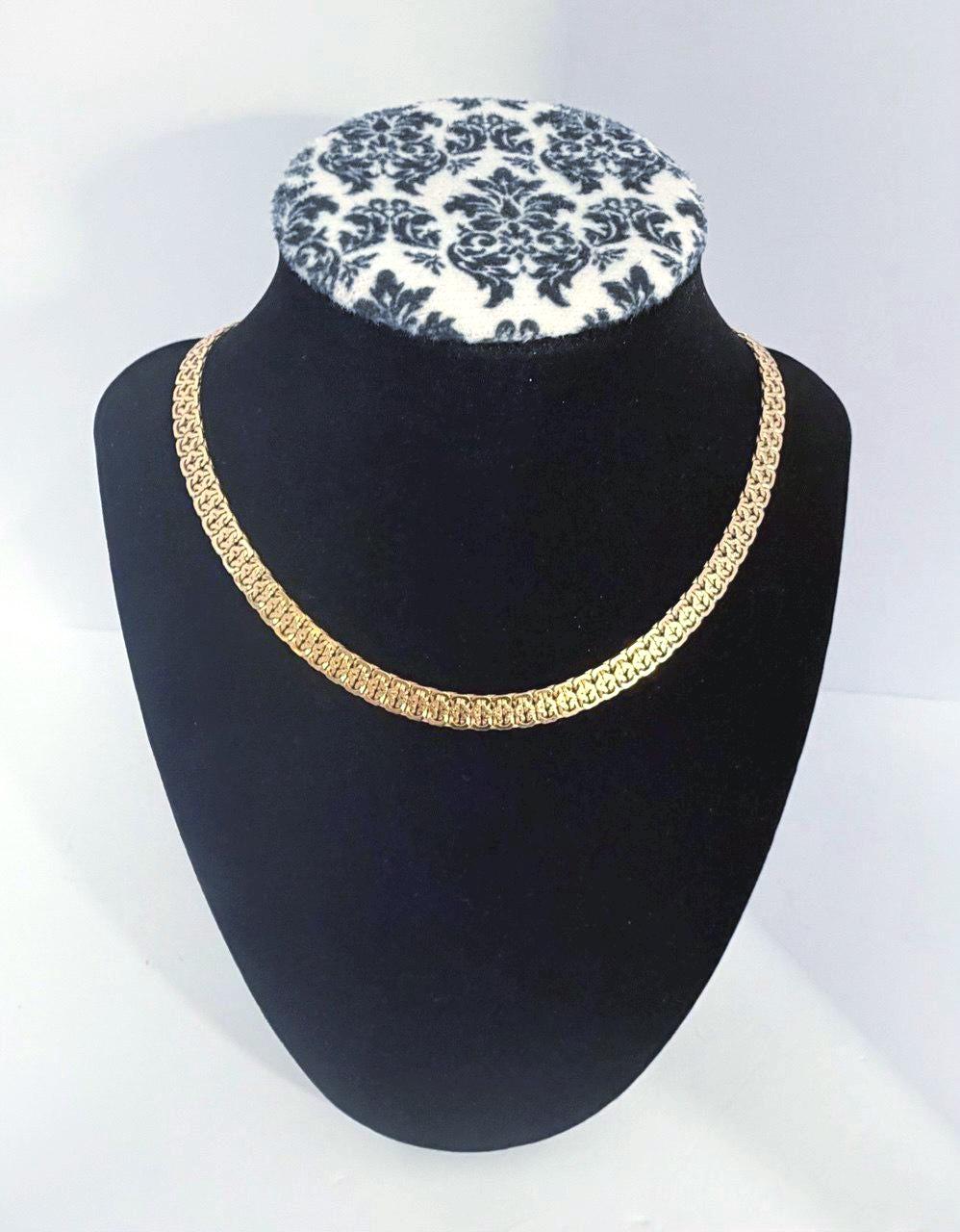 Vintage Napier Flat Textured Gold Tone Chain Necklace 16" - Classic 1980s Statement Jewelry