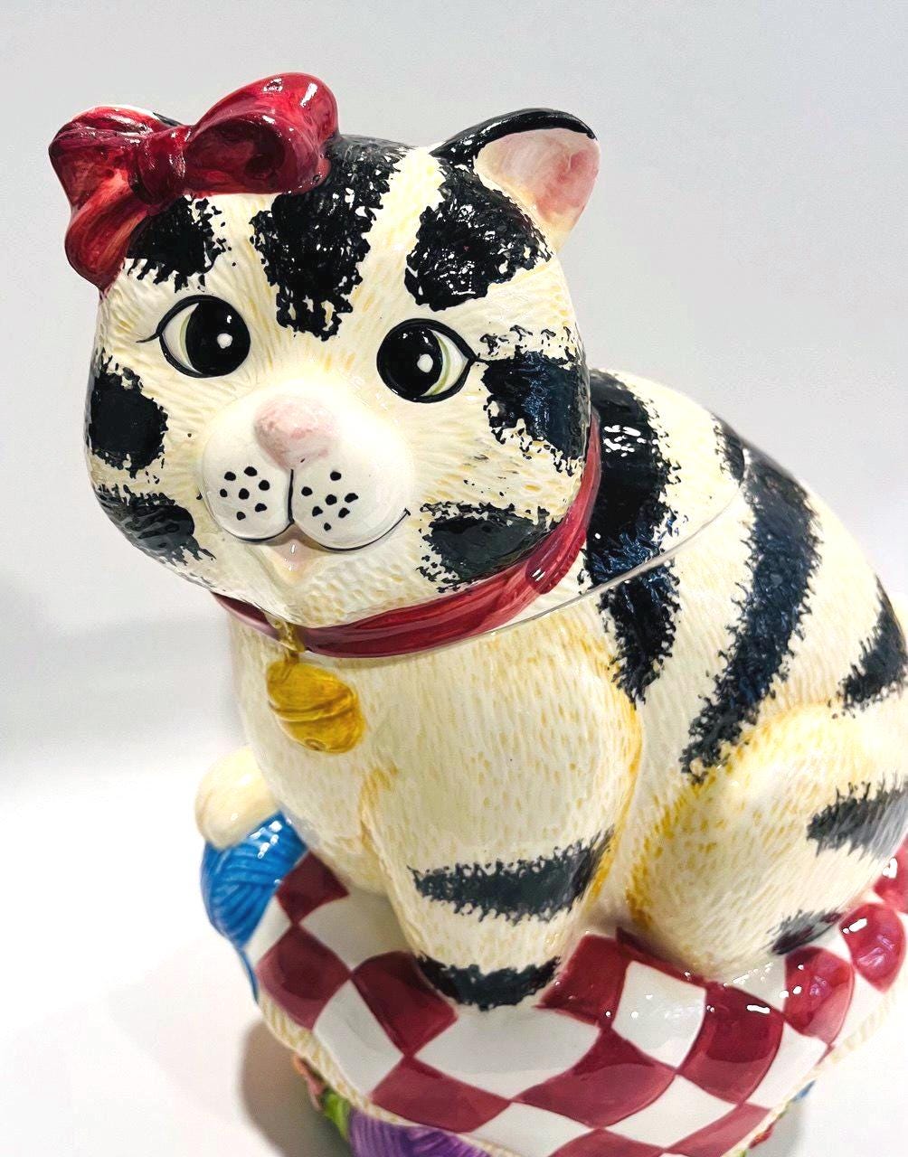 ヴィンテージ陶器製猫クッキージャー：インターナショナルアート