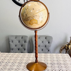 Vintage Replogle Globemaster Globe – 12" Diameter on 19" Tall Stand – Collectible Heirloom Home Décor