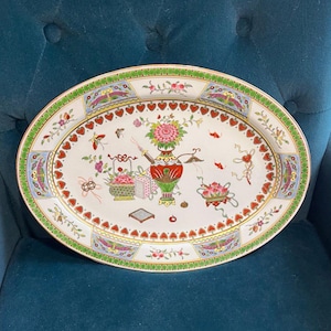 Antique Famille Rose Porcelain Plate: Hand-Painted Chinese Platter