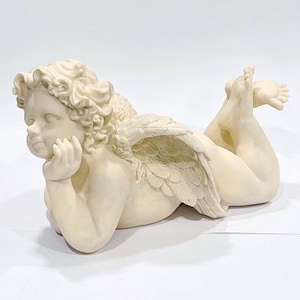 Handmade Cherub Angel Figurine: Decoline New York Hand-Painted Statue