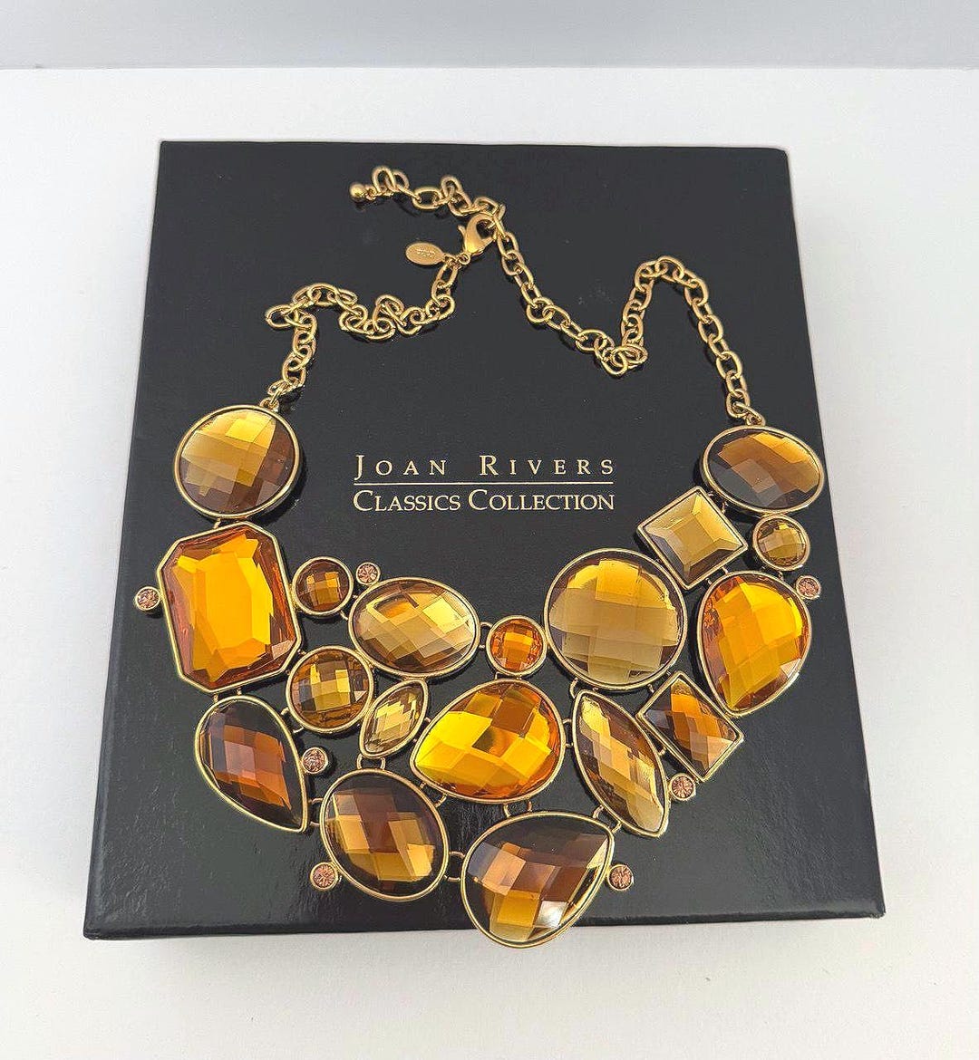 Vintage Joan Rivers Classics Collection Bib Statement Necklace – Amber ...