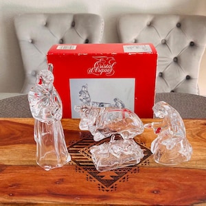 Crystal d&#39;Arques France Four Pieces Nativity Set Seasonal Decor in Original Box