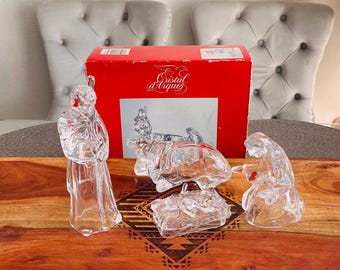 Set di quattro pezzi per la natività di Crystal d'Arques France, decorazioni stagionali nella scatola originale