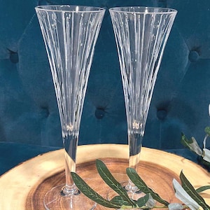 Set of two Skyline Flute Tall Bohemian Czech Crystal