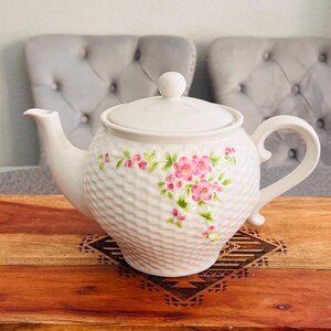 PILLIVUYT アイビー蔦模様 19cm 6枚セット 希少ヴィンテージ Vintage 1985 Teleflora Gift Teapot Basket Weave Texture and Pink