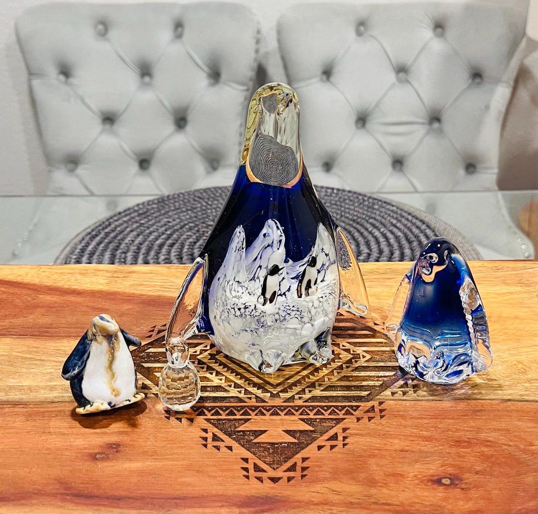 ヴィンテージ ムラーノガラス ペンギン フィギュア：イタリア製アート