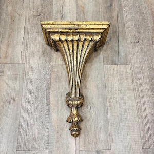 Victorian Gilt Gold Wall Shelf: Ornate Floating Display, 13.25&quot; x 22&quot;