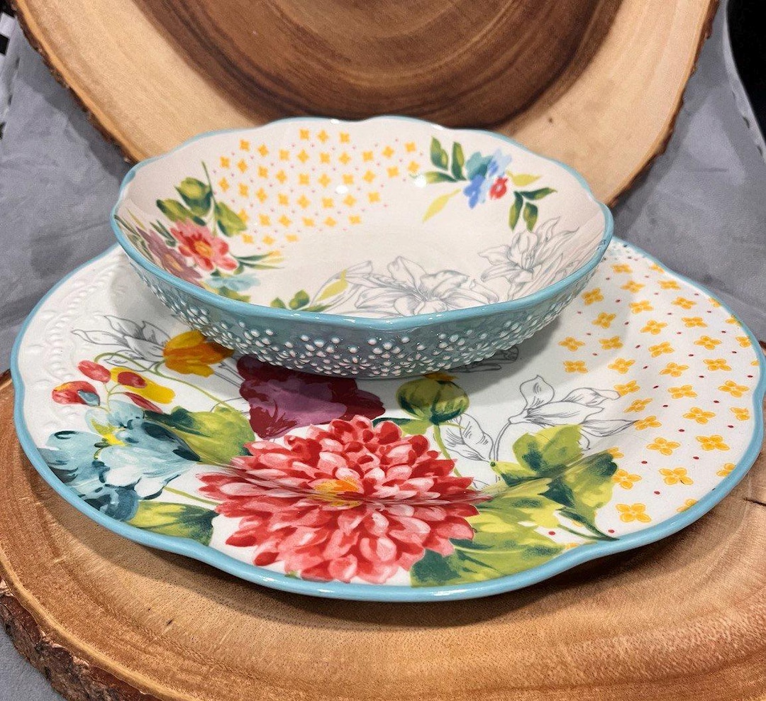 Floral Dinnerware Set Pioneer Woman Bowls And Plates Dinner Plates
