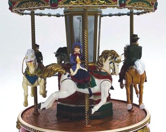 Vintage 1990s Mr. Christmas Holiday Go Round Musical Carousel | 50