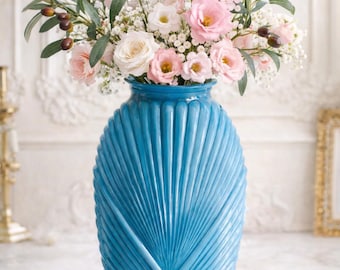 Vintage Anchor Hocking Art Deco Teal Blue Glass Vase, 1980s - Etsy