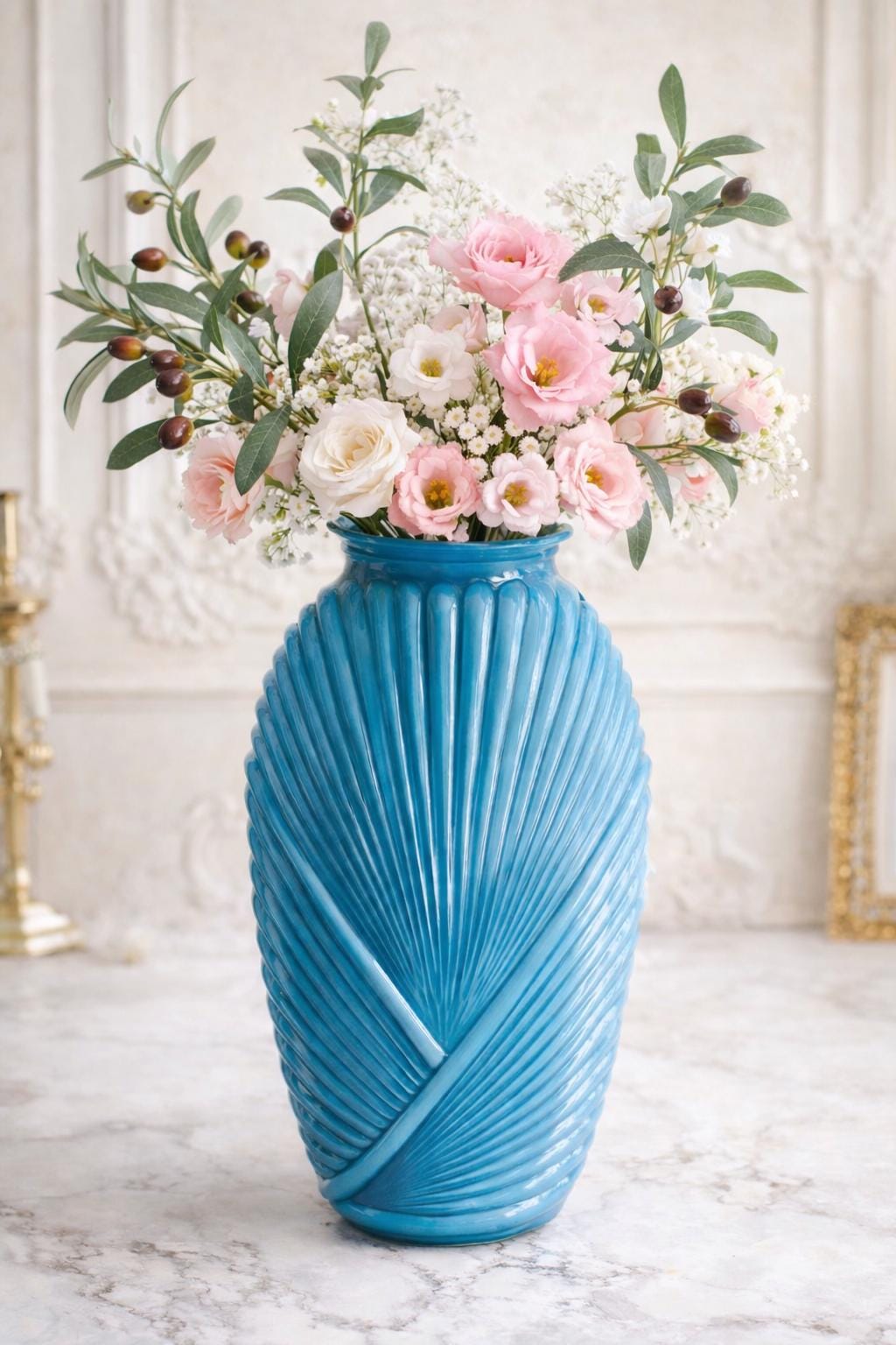 Vintage Anchor Hocking Art Deco Teal Blue Glass Vase, 1980s - Etsy