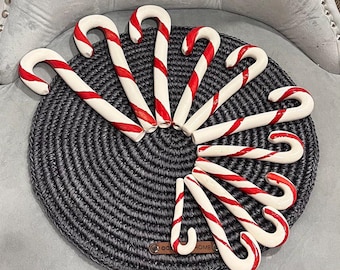 Vintage handbemalte Keramik Candy Canes: Weihnachten Urlaub Dekor