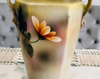 アンティーク錦ロイヤルニッポン花瓶：手描き花模様磁器（12インチ×7