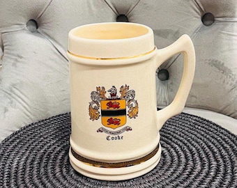 Vintage Koch-Keramik Bierkrug: USA Tasse mit Goldrand 16,5 cm