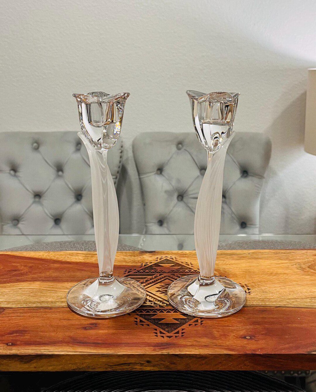 Set of Two Mikasa Spring Aria Full Lead Tall Candlestick Holders 8 ...