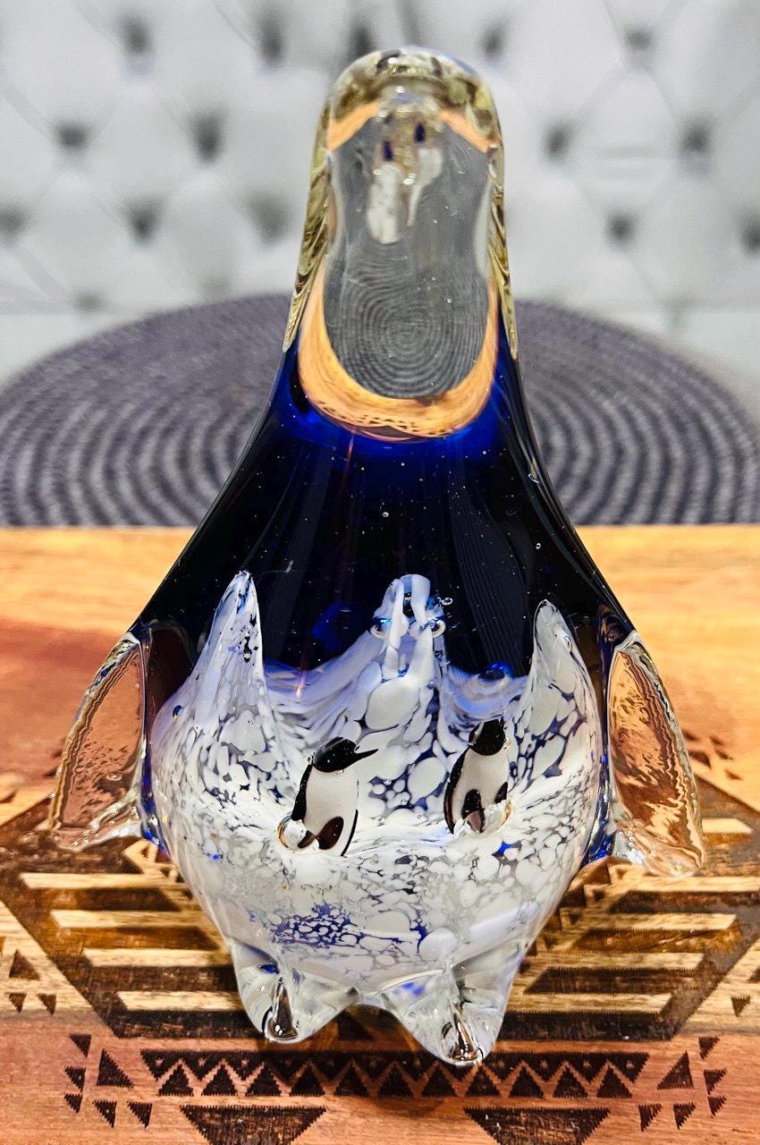 ヴィンテージ ムラーノガラス ペンギン フィギュア：イタリア製アート