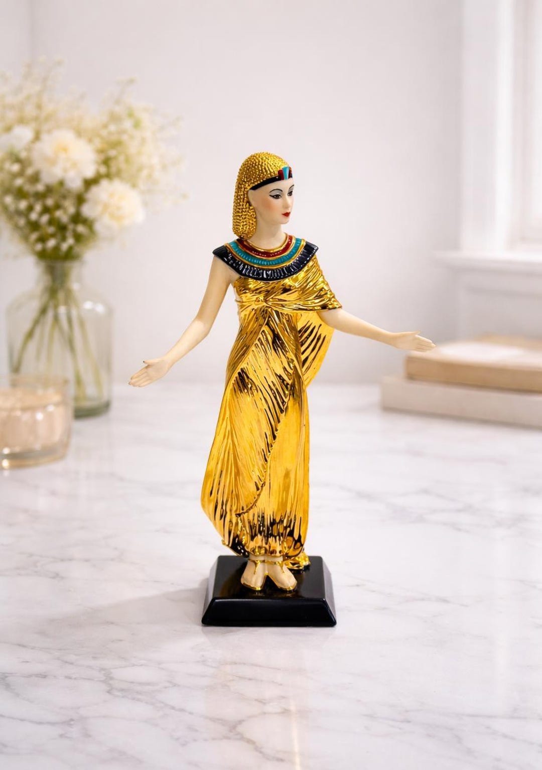 Vintage Franklin Mint Selket Figurine: 24K Gold Porcelain Goddess
