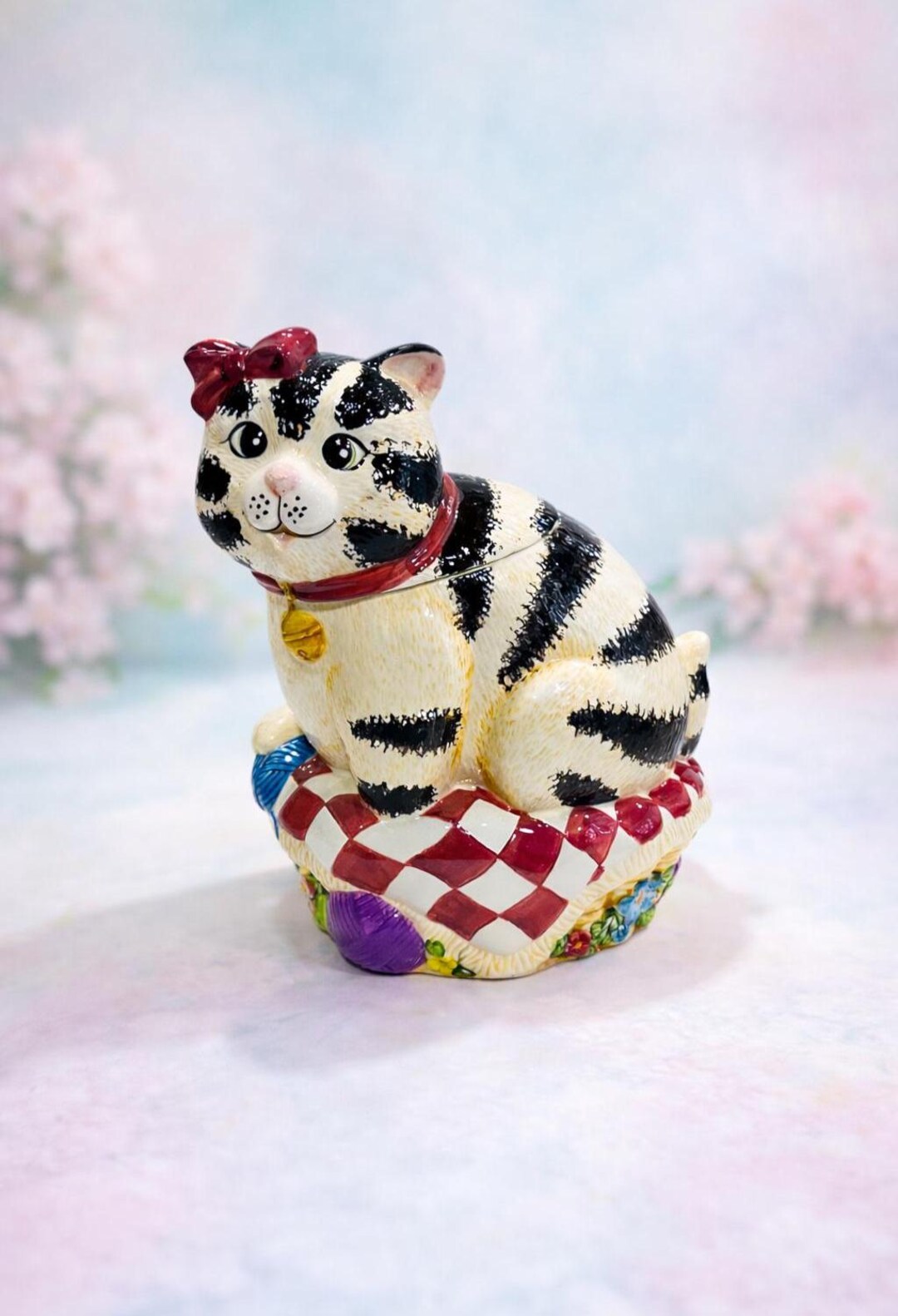 ヴィンテージ陶器製猫クッキージャー：インターナショナルアート