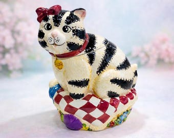 ヴィンテージ陶器製猫クッキージャー：インターナショナルアート